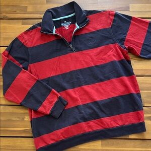Vintage red & blue striped quarter zip